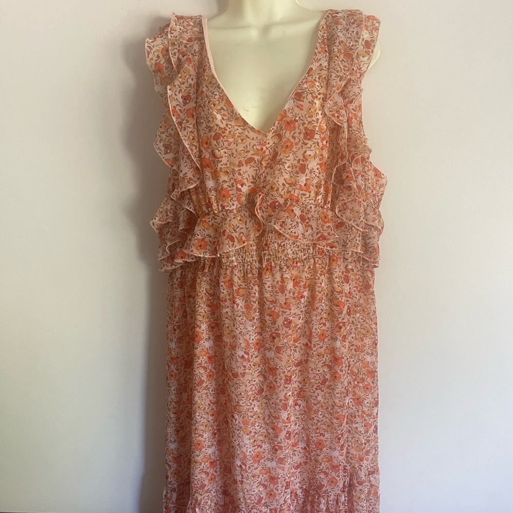2X Sleeveless Floral Dress Midi